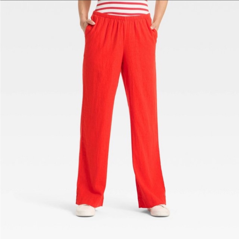A New Day Women’s mid-rise wide leg pull on linen pant